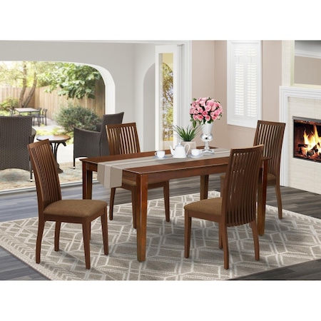 East West Furniture 5 Piece Capri Dining Set - Mahogany CAIP5-MAH-C